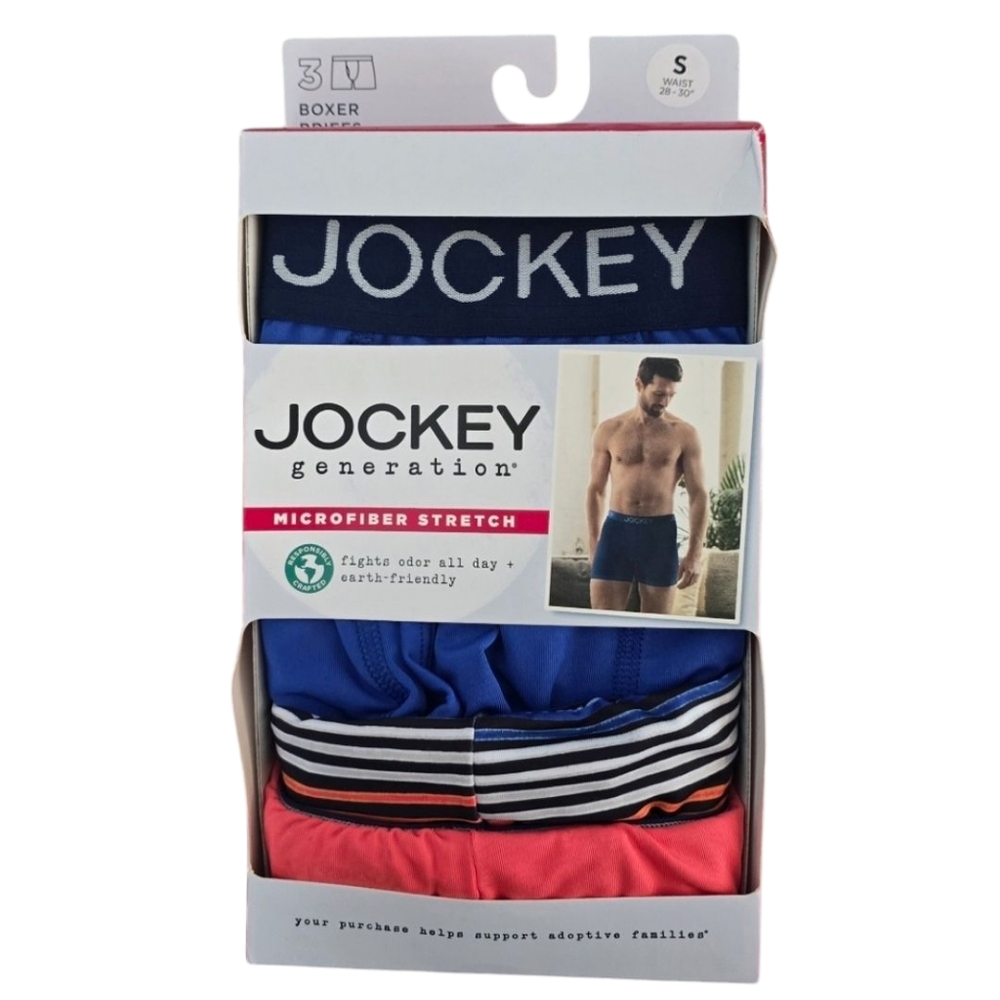 Jockey Microfiber Stretch 3 Pack Boxer Briefs NEW Size Small